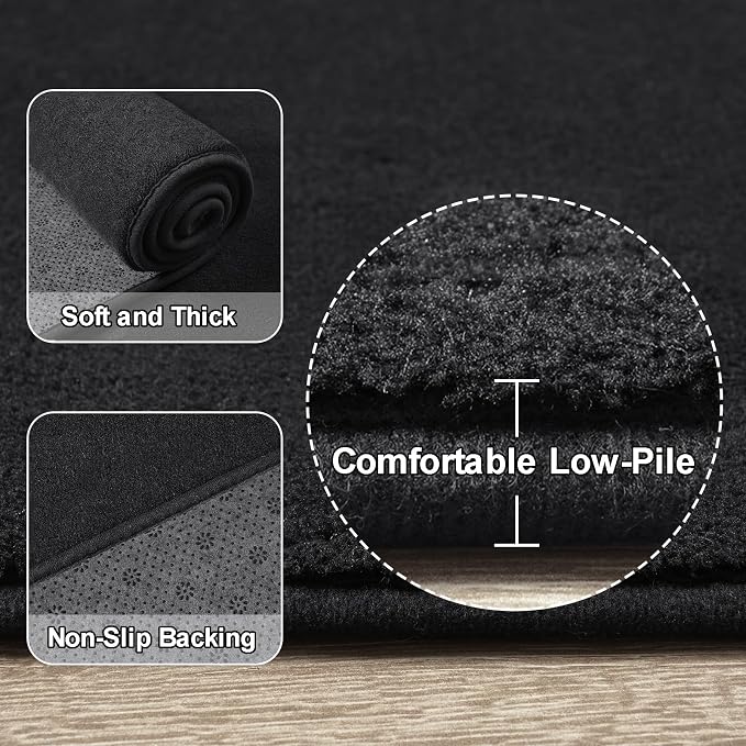 Amearea 4x4 Square Area Rugs for Bedroom Living Room, Modern Black Thickened - Image 3