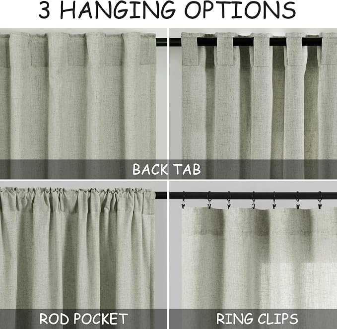 Sage Green Curtains 100 inches Long 2 panels - Image 3
