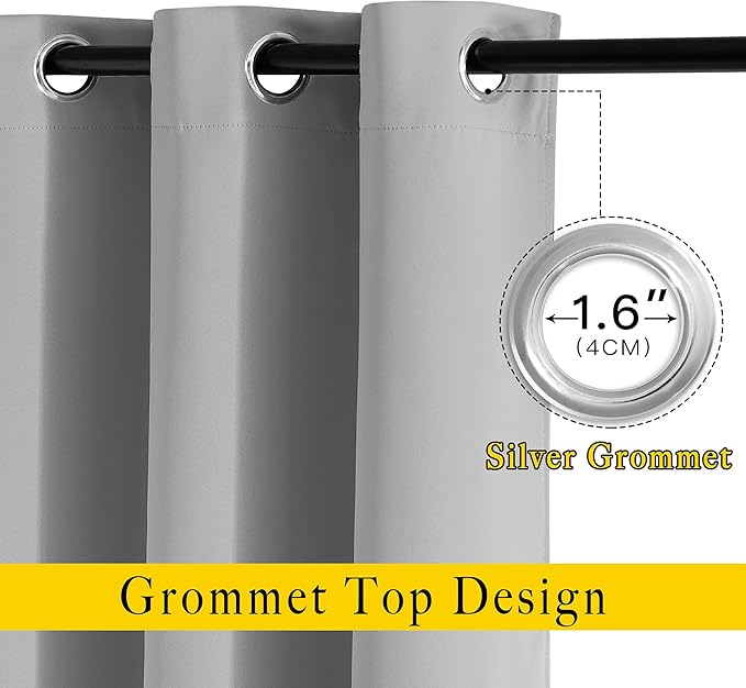 NICETOWN Silver Grey Curtains 84 inch Length 2 Panels, Grommet Thermal - Image 2