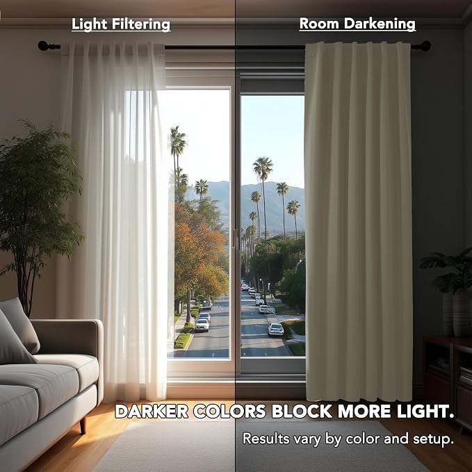 Deconovo Blackout Curtains, Thermal Insulated, W42 x L84 2 Panels, Back Tab - Image 3