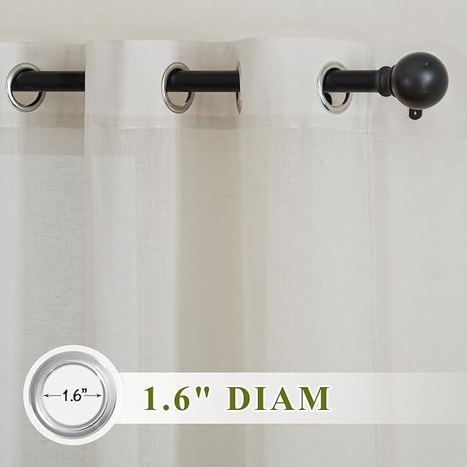 NICETOWN Flax Linen Semi Sheer Curtains - Image 2