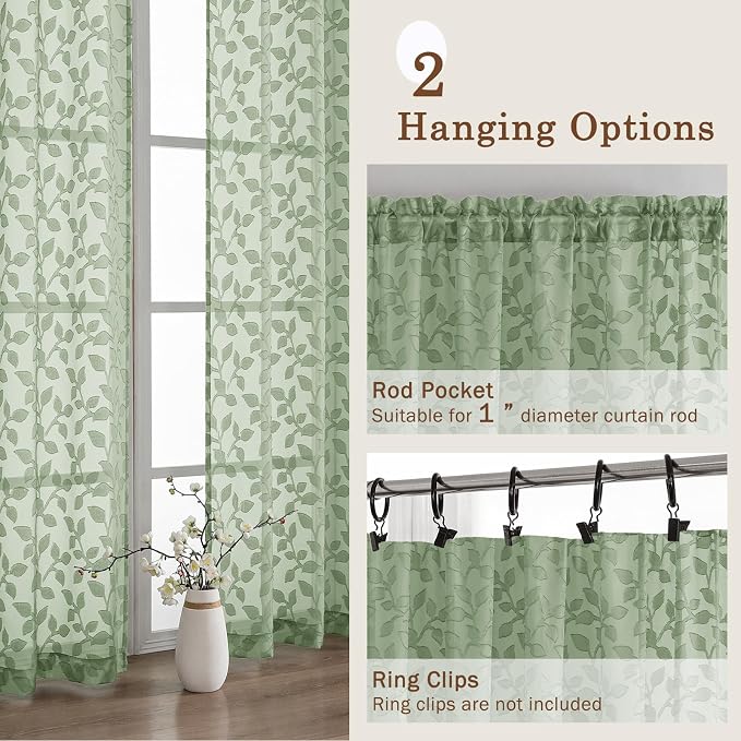 Chyhomenyc Sage Green Sheer Valances - Image 6