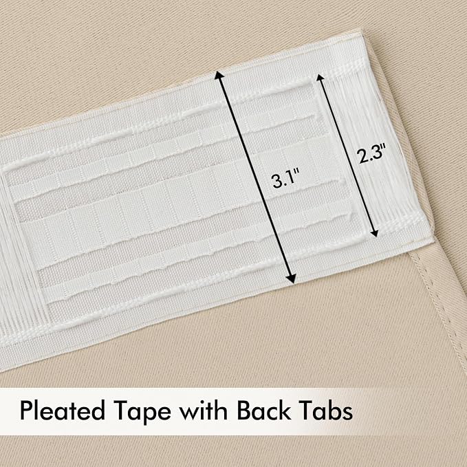 MIULEE Back Tab Cream Beige Curtains 108 Inch Long 2 Panels Set - Image 4