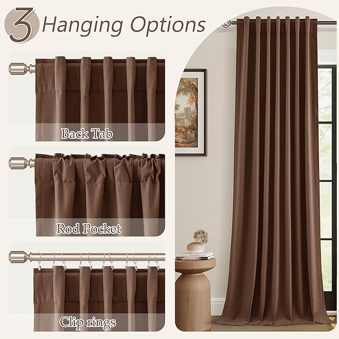 Guken 100% Blackout Curtains 96 Inch Length 2 Panels Set - Image 6