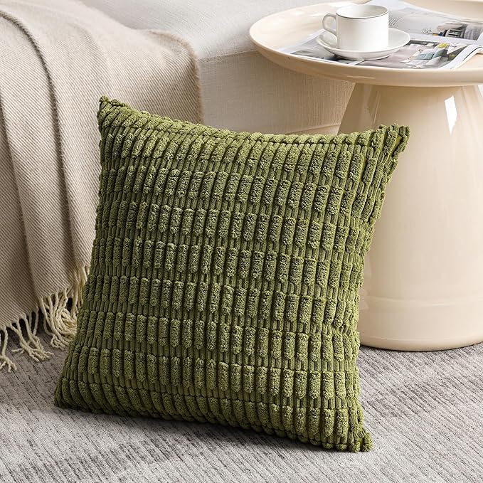 Fancy Homi 4 Packs Boho Moss Green Decorative Throw Pillow Covers 20x20 Inch - Image 2