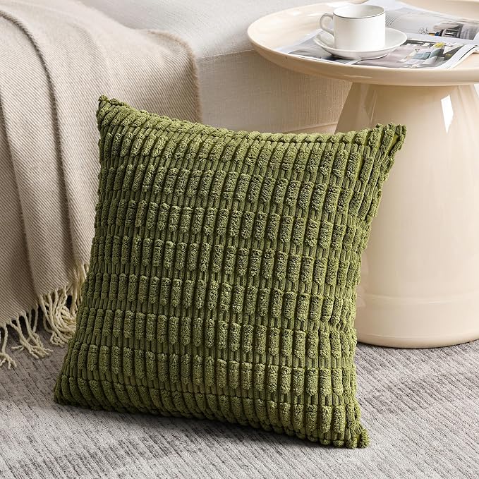 Fancy Homi 4 Packs Boho Moss Green Decorative Throw Pillow Covers 24x24 Inch - Image 2