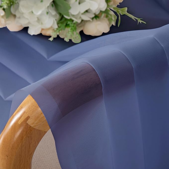Chyhomenyc Royal Blue Sheer Curtains, 84 Inch Long 2 Panel Set, Rod Pocket - Image 3