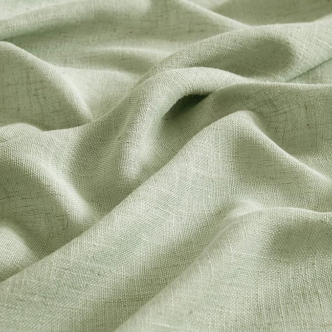 MIULEE Sage Green Linen Curtains 100 Inch Length 2 Panels - Image 4