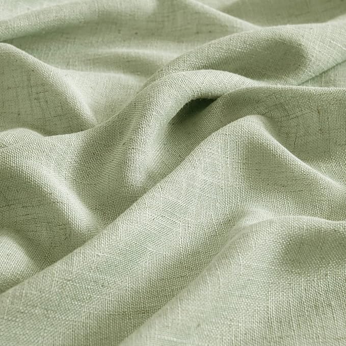 MIULEE Sage Green Linen Curtains 54 Inch Length 2 Panels - Image 4