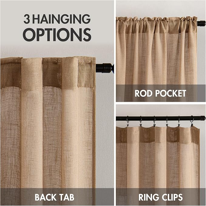 MIULEE Brown Linen Curtains 96 Inches Long - Image 3