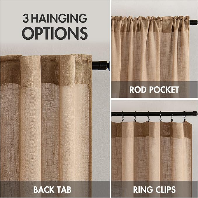MIULEE Brown Linen Curtains 72 Inch Length - Image 3