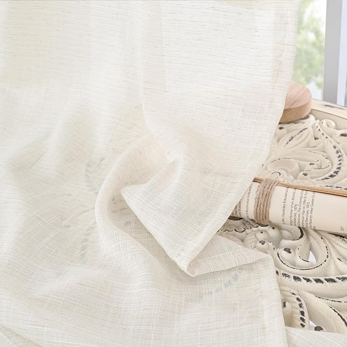 BGment 45 Inch Length Linen Semi Sheer Curtains - Image 7
