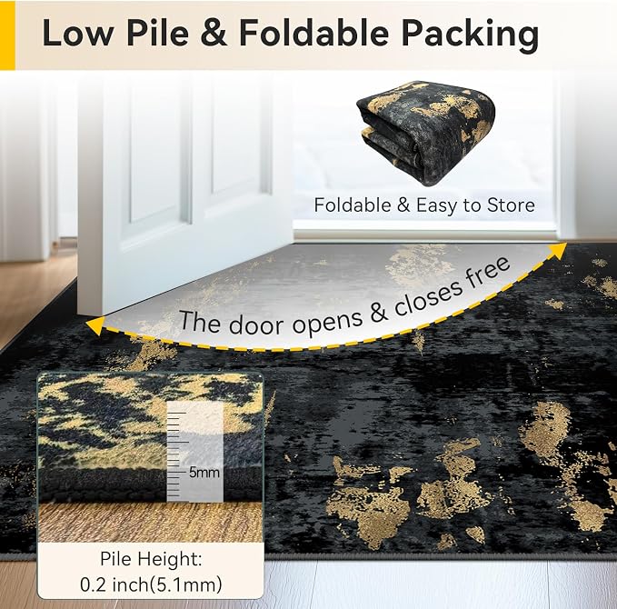 Washable Area Rugs 2'6'' x12 Non-Slip Modern Abstract Soft - Image 4