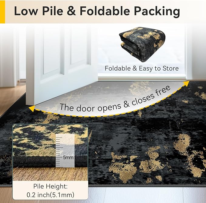 Washable Area Rugs 4ft Non-Slip Modern Abstract Soft - Image 5