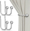 Hion Curtain Holdbacks Silver 4pcs, Curtain Tiebacks Wall Mounted Curtain Hooks by Hion