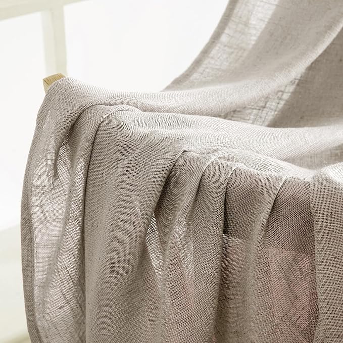 MIULEE Burlywood Birch Linen Curtains 45 Inch Length 2 Panels - Image 6