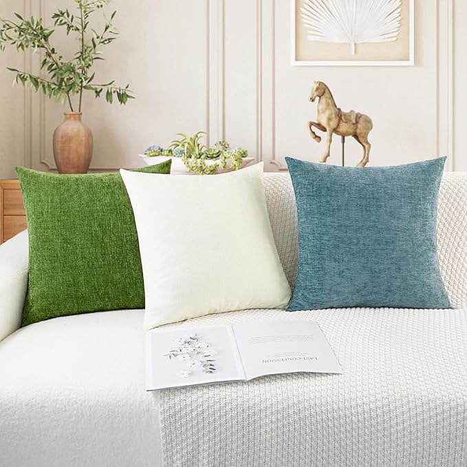 CaliTime Throw Pillow Covers Decorative 22 X 22 Inches Pack of 2 Cozy Chenille - Image 5