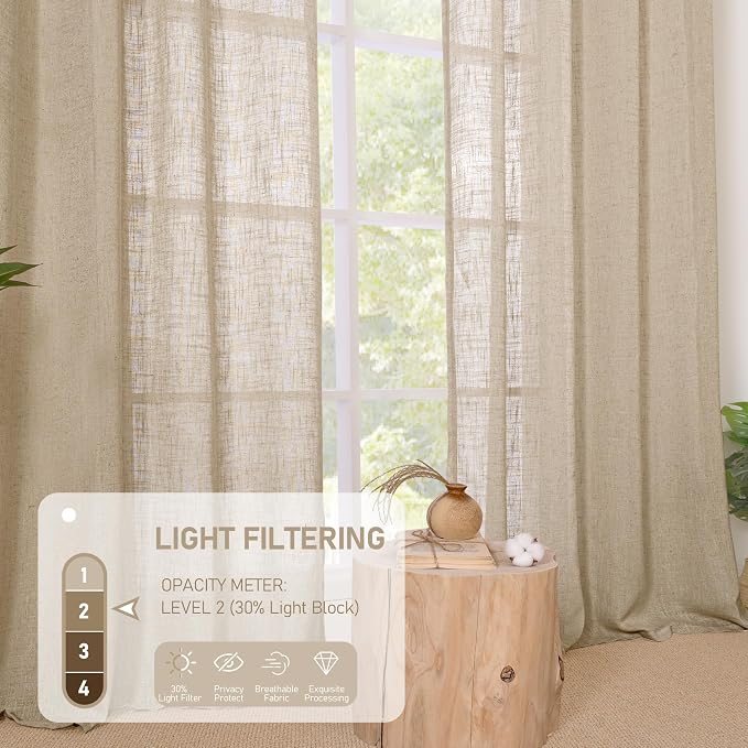 LAMIT Short Linen Curtains 45 Inch Long 2 Panels - Image 4