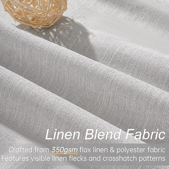 Linen Blackout Curtains & Drapes 92 Inches Long 2 Panels Set - Image 2