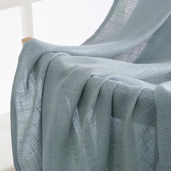 MIULEE Dusty Blue Linen Curtains 108 Inches Long 2 Panels - Image 4