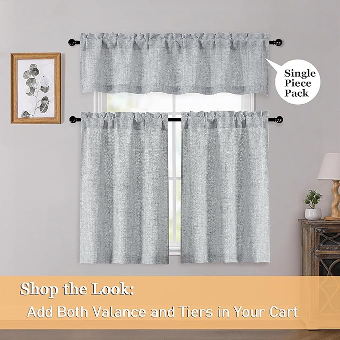 OWENIE Grey Valances for Windows 1 Pcs 18 Inch Length, Light Filtering Textured - Image 6