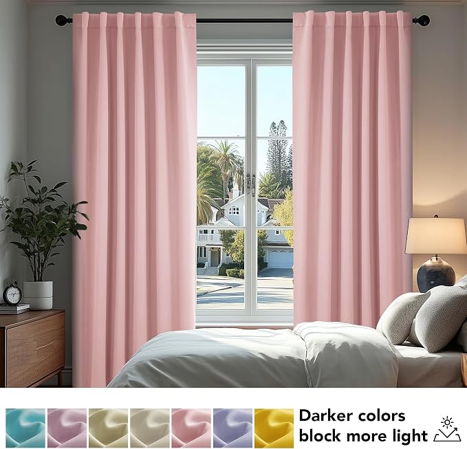 Deconovo Room Darkening Curtains Back Tab and Rod Pocket Curtains Thermal - Image 4