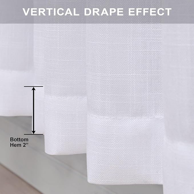 Pitalk White Linen Curtains 92 Inch Length 2 Panel - Image 6