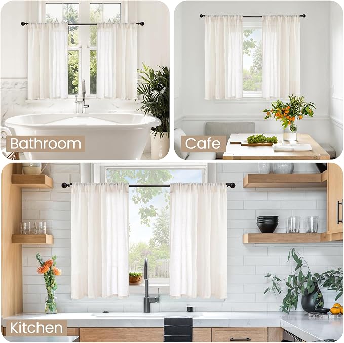 BGment Short Linen Curtains 40 Inch Length - Image 2