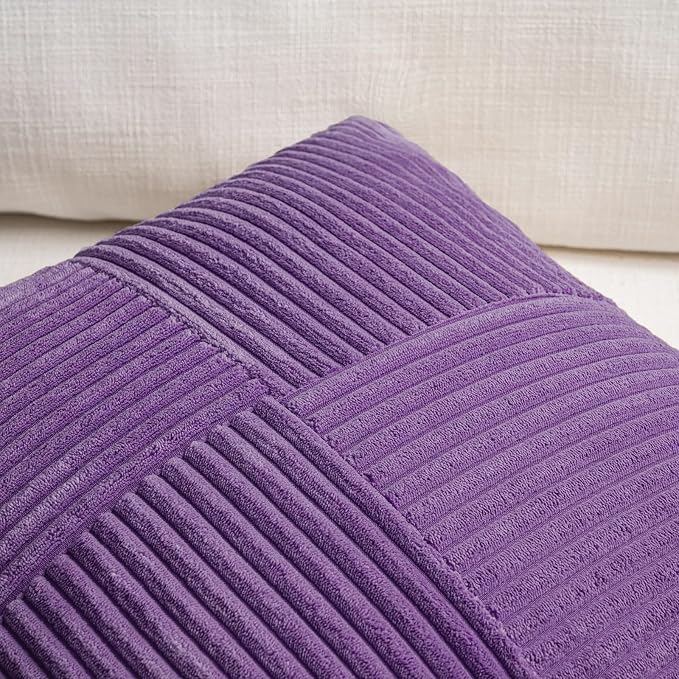 Fancy Homi 2 Packs Purple Samll Decorative Throw Pillow Covers 14x14 Inch - Image 3