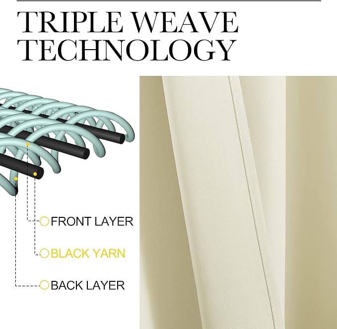 NICETOWN Beige Blackout Curtains - Image 4