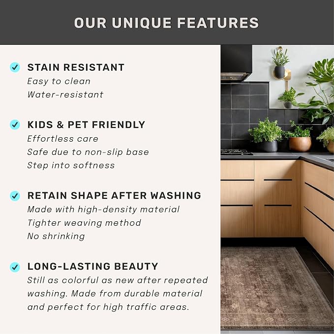 Brown Washable Long Runners for Hallways, 3x8 Wide Kitchen Runner Rug, Entryway - Image 7