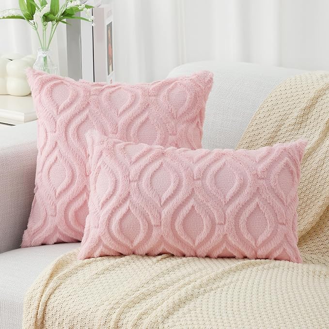 decorUhome Summer Throw Pillow Covers 12x20 Inch Set of 2, Soft Plush Faux Wool - Image 7