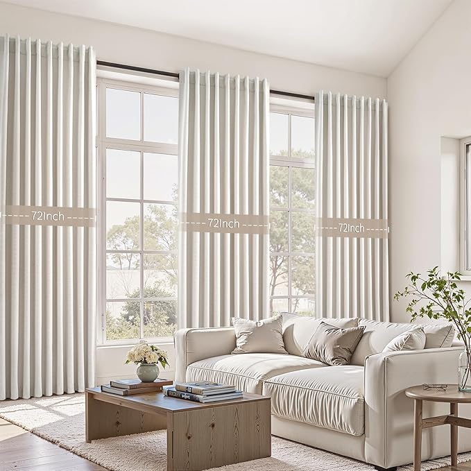 Cream Birch Blackout Curtains 72 Inches Extra Wide - Image 2