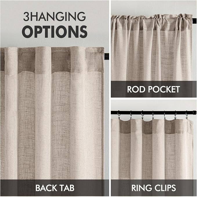 MIULEE Natural Linen Curtains 84 Inch Length 2 Panels - Image 3