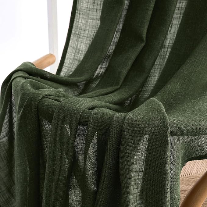 MIULEE Olive Green Linen Curtains 84 Inch Length 2 Panels - Image 6