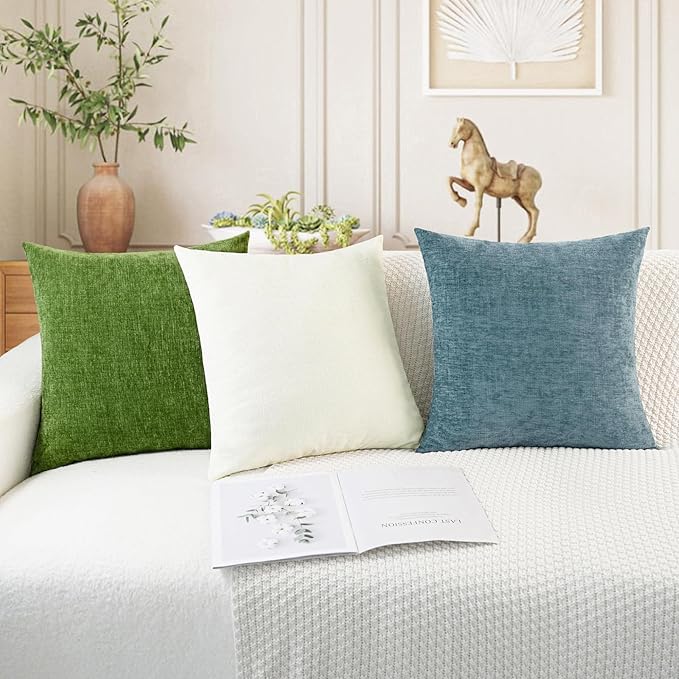 CaliTime Throw Pillow Covers Decorative 18 X 18 Inches Pack of 4 Cozy Chenille - Image 5