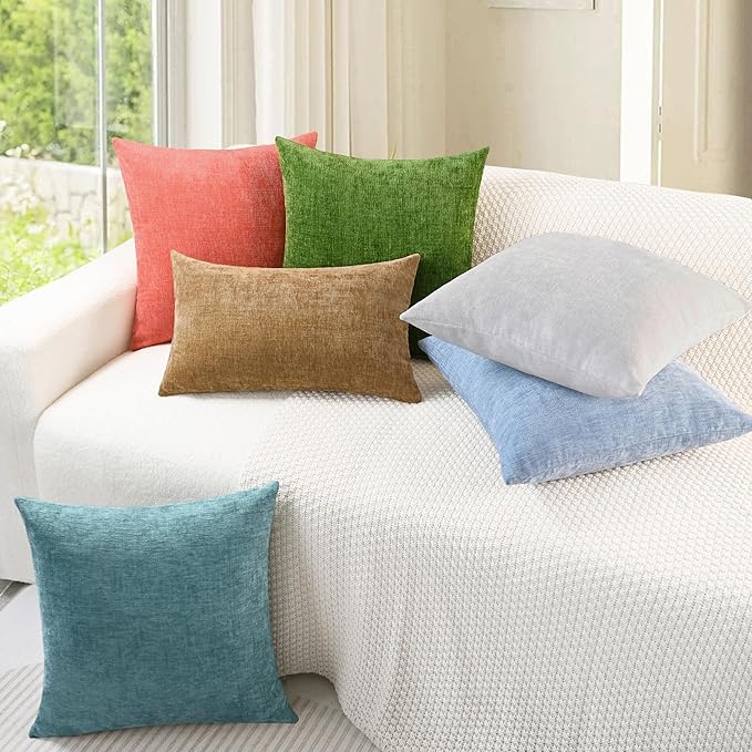CaliTime Throw Pillow Covers Decorative 12 X 20 Inches Pack of 2 Cozy Chenille - Image 4