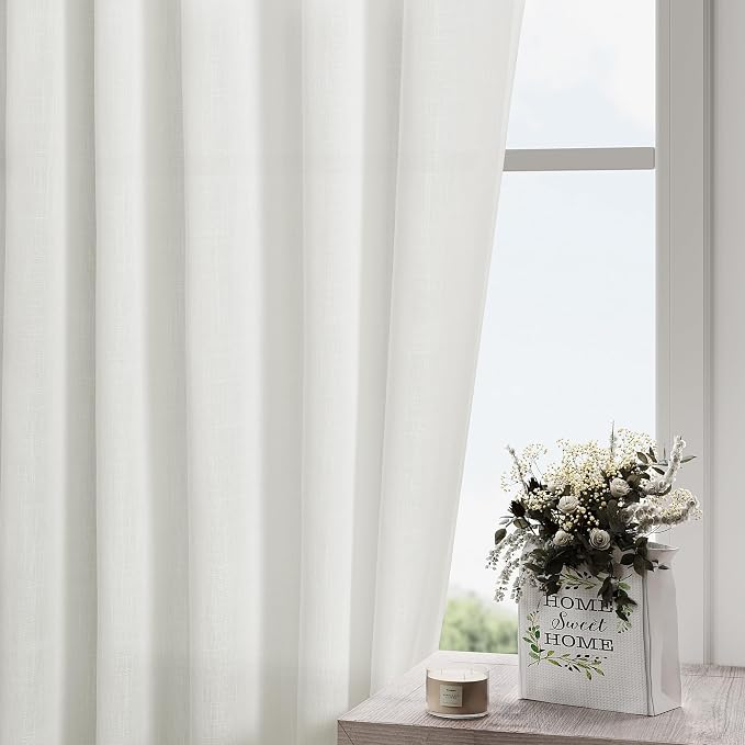 Off White Linen Curtains 92 inches Long - Image 2