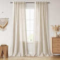 Boho Linen Curtains for Living Room 100 Inches Long Light Filtering Semi Sheer by Nanspring