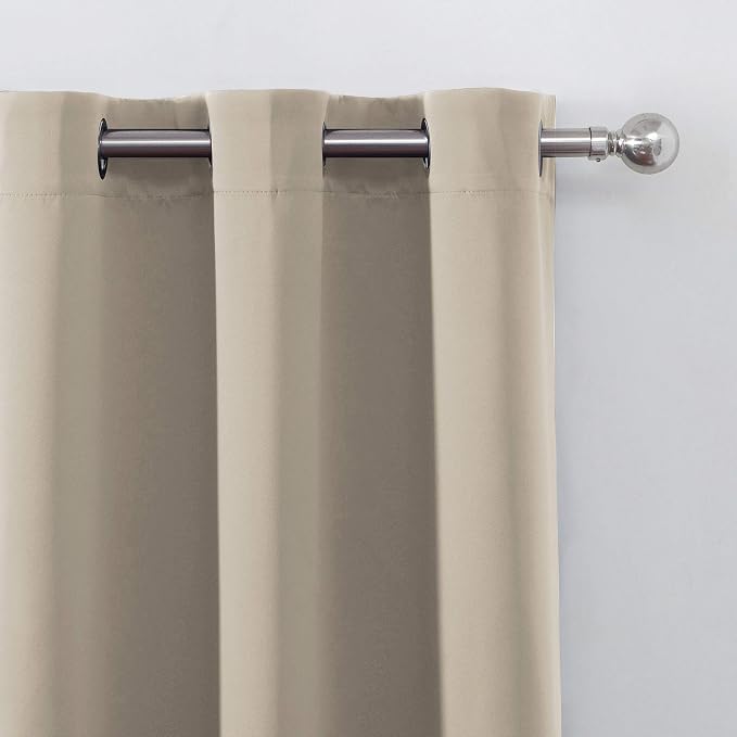 LEMOMO Beige Thermal Blackout Curtains/52 x 95 Inch/Set of 2 Panels Room - Image 7