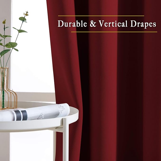 NICETOWN Burgundy Red Blackout Draperies Curtains - Image 6