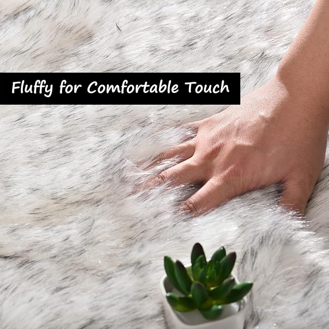 Goolela Faux Sheepskin Rug 2x6 Fluffy Fuzzy Furry Runner - Image 5