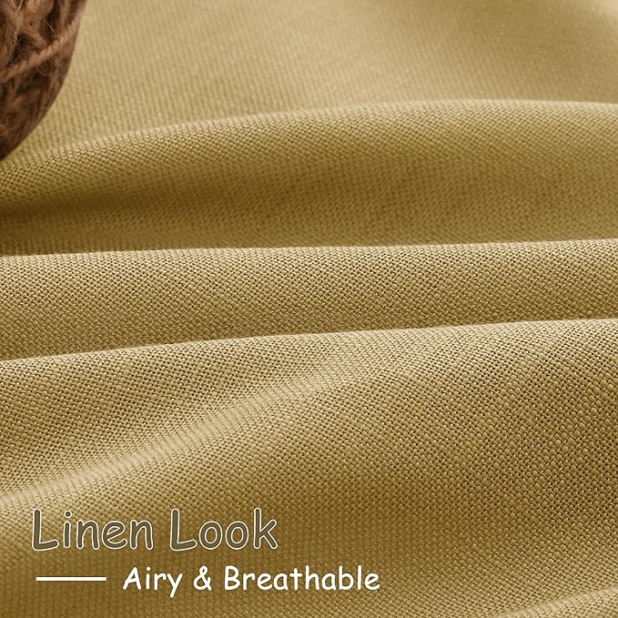 Nanspring Gold Linen Curtains 102 Inches Long Rod Pocket Back Tab Drapes 2 - Image 5