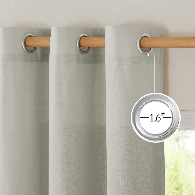 NICETOWN Gray Linen Kitchen Window Curtains Over Sink, Grommet Thick Linen Gray - Image 2