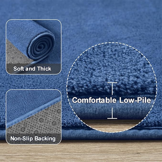Amearea Modern Washable Runner Rugs, 2x4 Feet Blue Bedroom Runner, Small Area - Image 3
