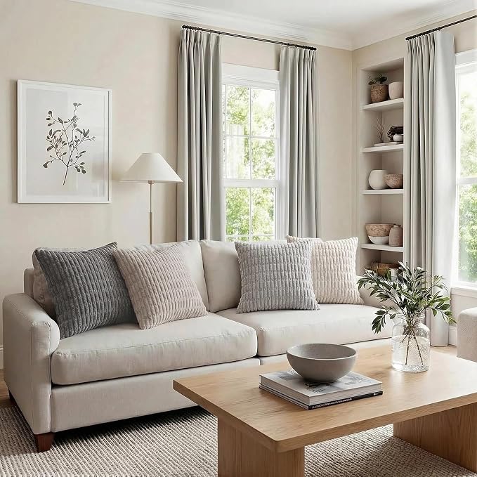 Fancy Homi Set of 4 Grey and White Decorative Throw Pillow Covers 12x12 Inch - Image 6