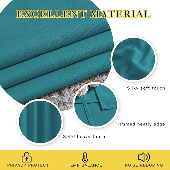 NICETOWN Peacock Teal Blackout Curtains - Image 4