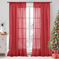 BGment Red Linen Semi Sheer Curtains by BGment