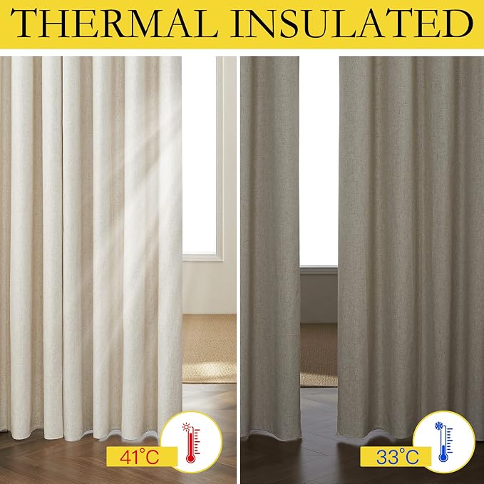 NICETOWN Natural 100% Blackout Short Curtains 63 inches Lenghth Burg - Image 4