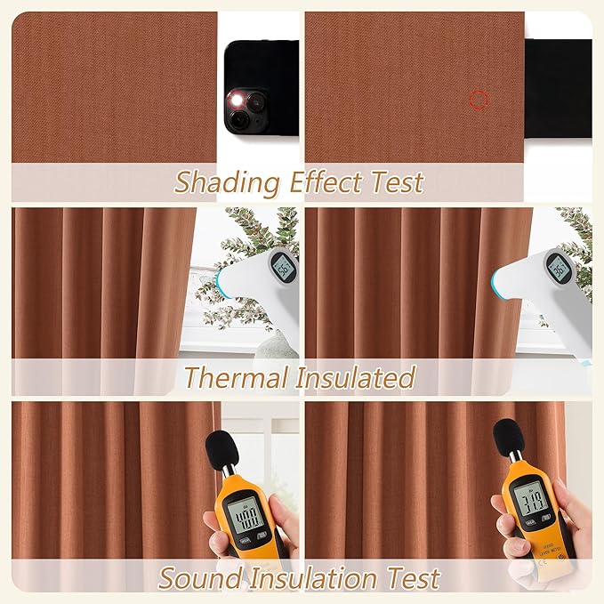 Guken Terracotta 100% Blackout Curtains 120 Inch Length 2 Panels Set Fall - Image 6